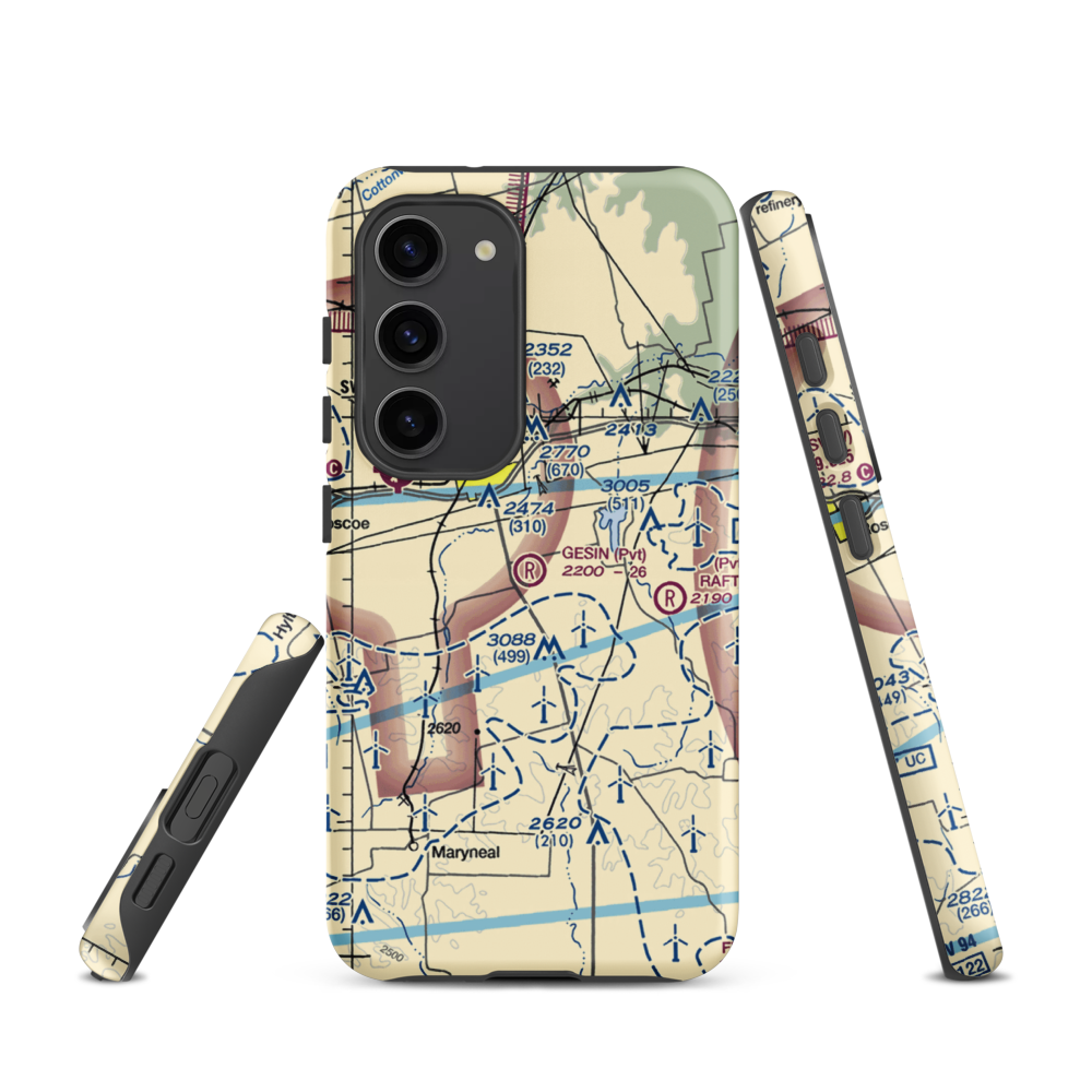 Gesin Ranches Airport (86XS) VFR Sectional Samsung Phone Case Samsung Galaxy S23 model shown