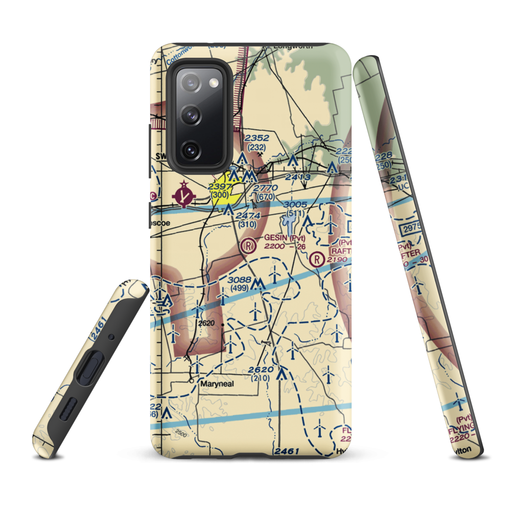 Gesin Ranches Airport (86XS) VFR Sectional Samsung Phone Case Samsung Galaxy S20 FE model shown