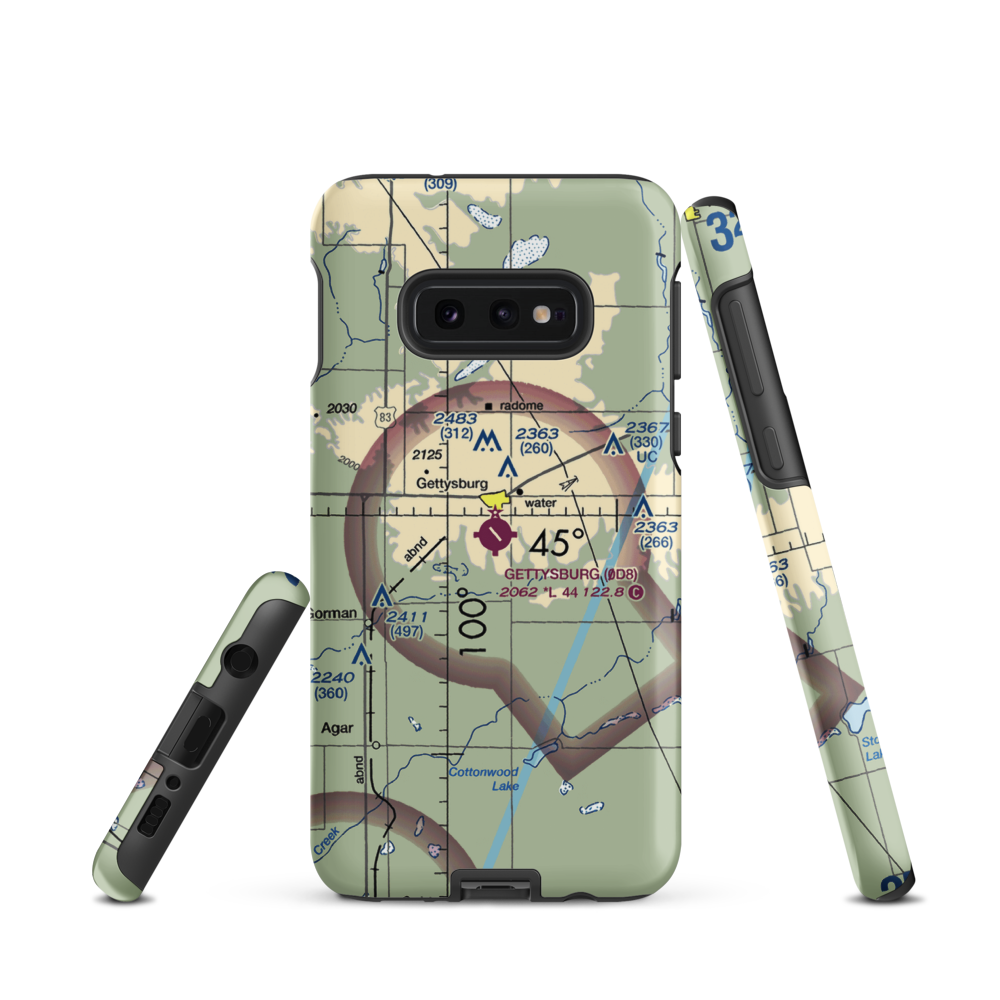 Gettysburg Municipal Airport (0D8) VFR Sectional Samsung Phone Case Samsung Galaxy S10e model shown