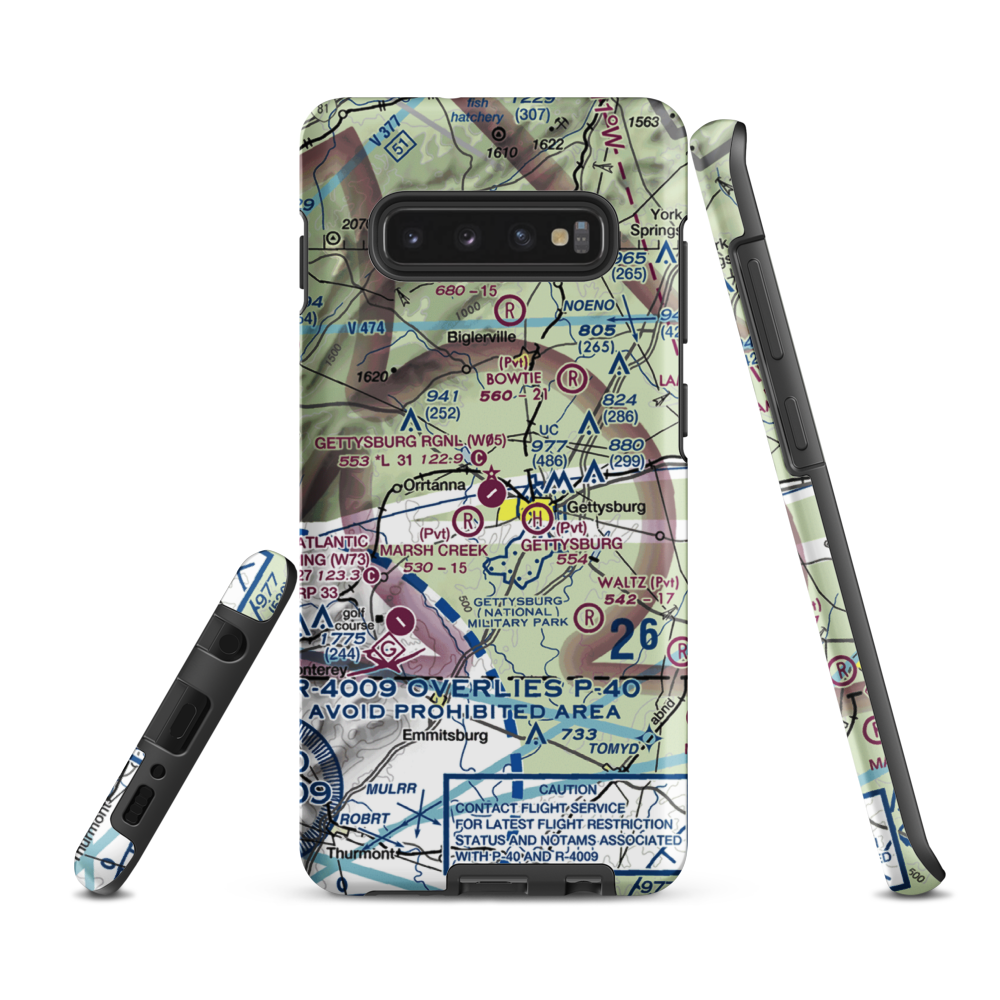 Gettysburg Regional Airport (W05) VFR Sectional Samsung Phone Case Samsung Galaxy S10 Plus model shown
