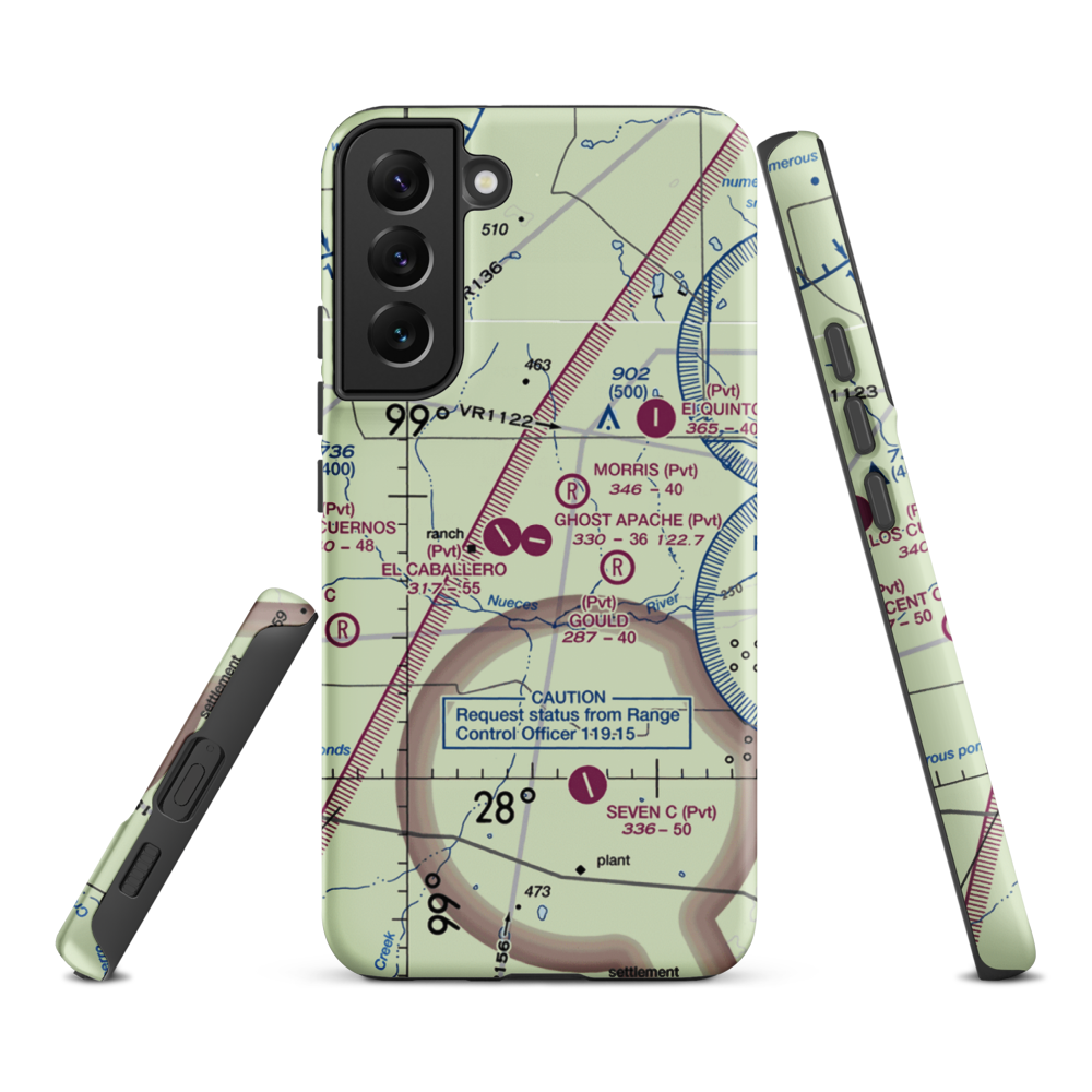 Ghost Apache Airport (45XS) VFR Sectional Samsung Phone Case Samsung Galaxy S22 Plus model shown