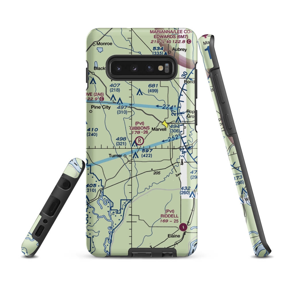 Gibbons Airport (12AR) VFR Sectional Samsung Phone Case Samsung Galaxy S10 Plus model shown
