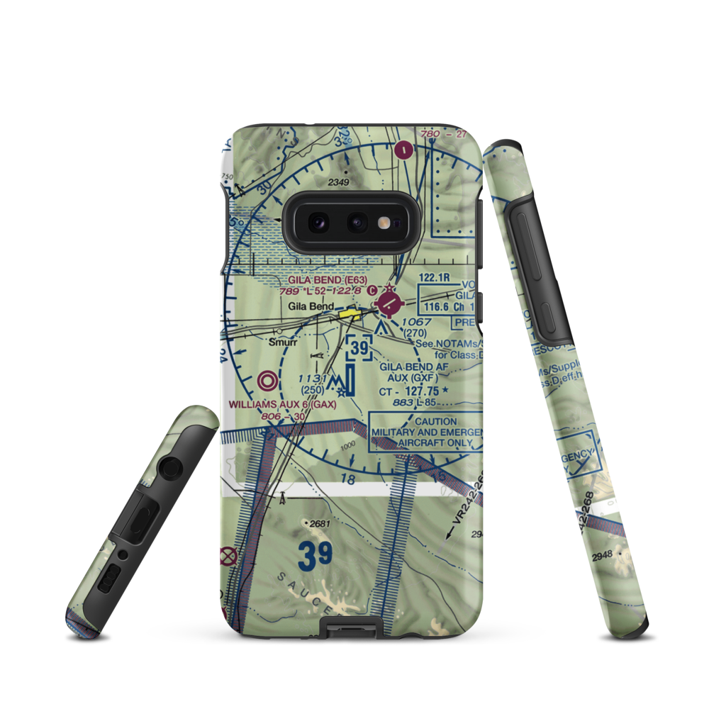 Gila Bend Af Aux Airport (GXF) VFR Sectional Samsung Phone Case Samsung Galaxy S10e model shown