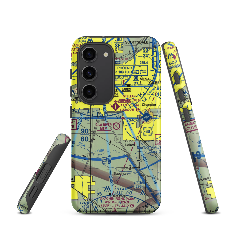Gila River Memorial Airport (34AZ) VFR Sectional Samsung Phone Case Samsung Galaxy S23 model shown