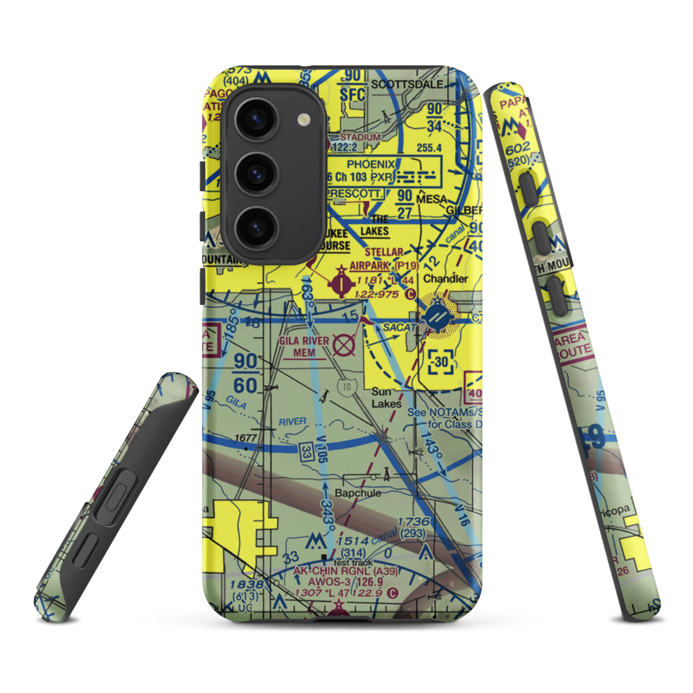 Gila River Memorial Airport (34AZ) VFR Sectional Samsung Phone Case Samsung Galaxy S23 Plus model shown