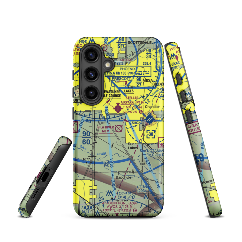 Gila River Memorial Airport (34AZ) VFR Sectional Samsung Phone Case Samsung Galaxy S24 model shown