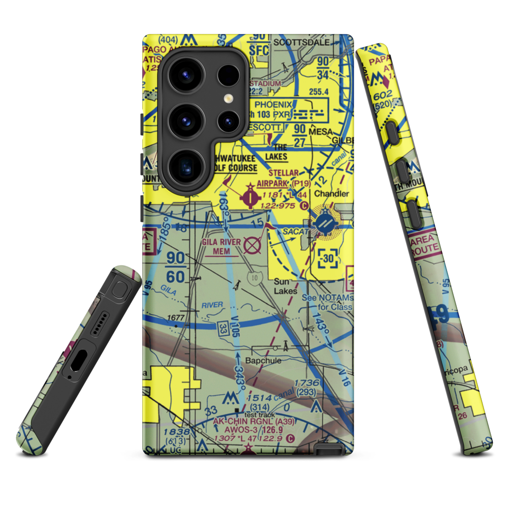Gila River Memorial Airport (34AZ) VFR Sectional Samsung Phone Case Samsung Galaxy S24 Ultra model shown