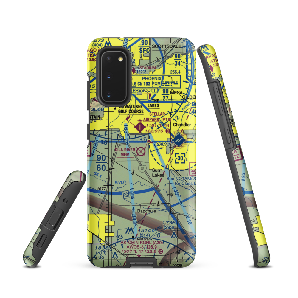 Gila River Memorial Airport (34AZ) VFR Sectional Samsung Phone Case Samsung Galaxy S20 model shown