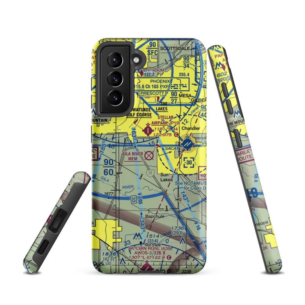 Gila River Memorial Airport (34AZ) VFR Sectional Samsung Phone Case Samsung Galaxy S21 model shown
