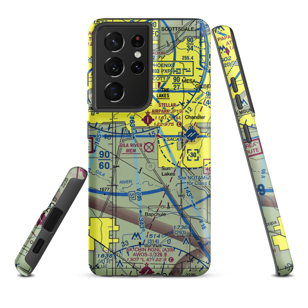 Gila River Memorial Airport (34AZ) VFR Sectional Samsung Phone Case Samsung Galaxy S21 Ultra model shown