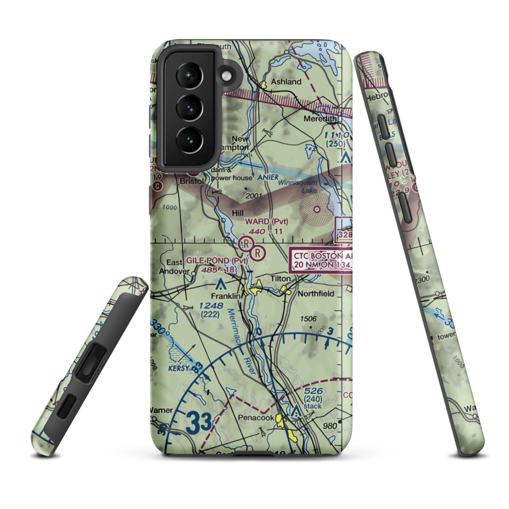 Gile Pond Airport (12NH) VFR Sectional Samsung Phone Case Samsung Galaxy S21 Plus model shown