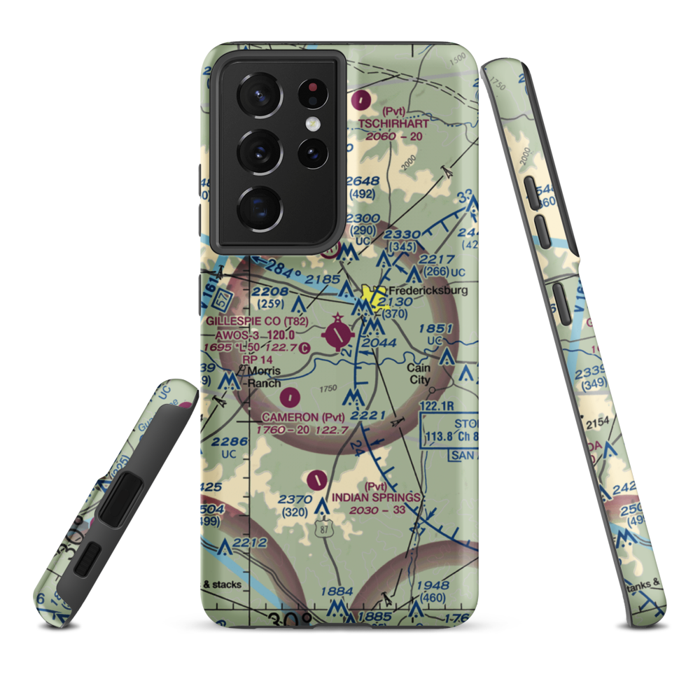 Gillespie County Airport (T82) VFR Sectional Samsung Phone Case Samsung Galaxy S21 Plus model shown