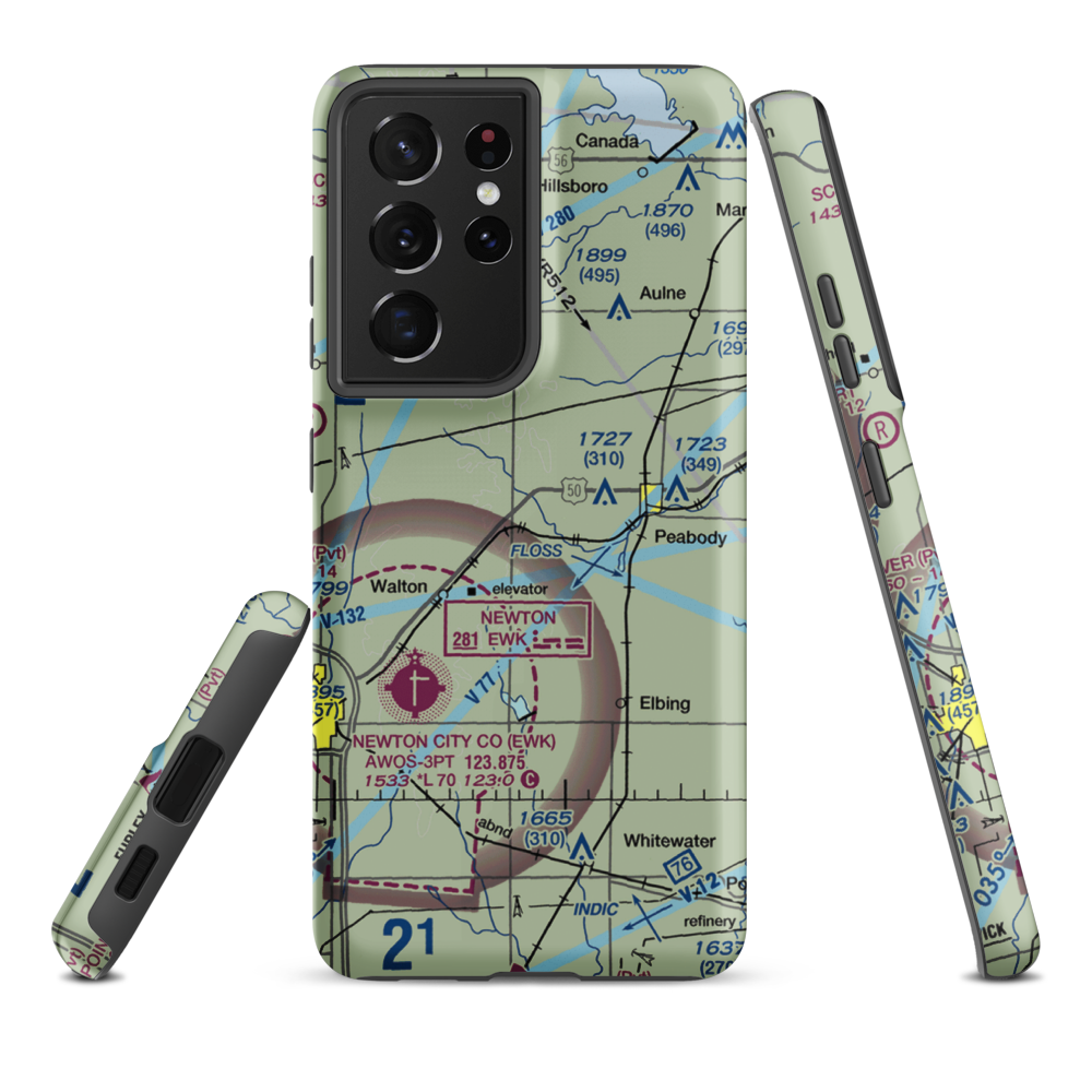 Gilley's Airport (80KS) VFR Sectional Samsung Phone Case Samsung Galaxy S21 Plus model shown