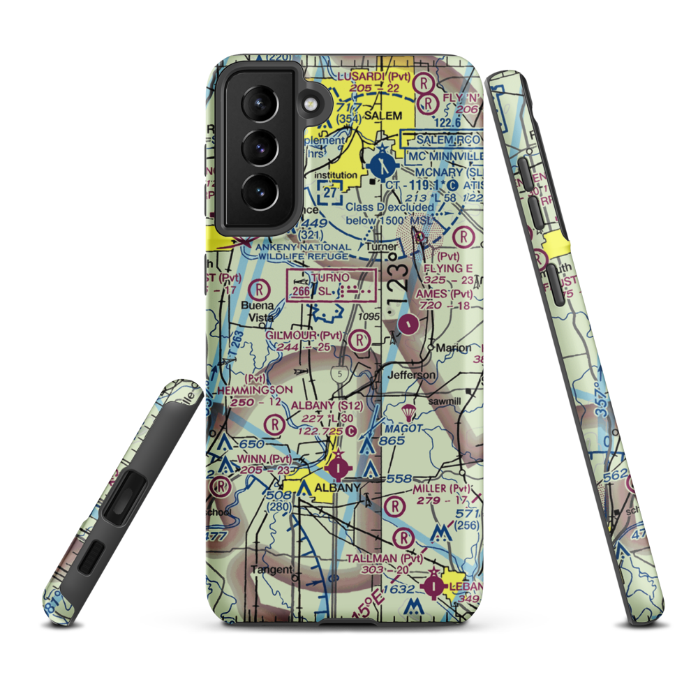 Gilmour Ag Air Airport (OR86) VFR Sectional Samsung Phone Case Samsung Galaxy S21 FE model shown