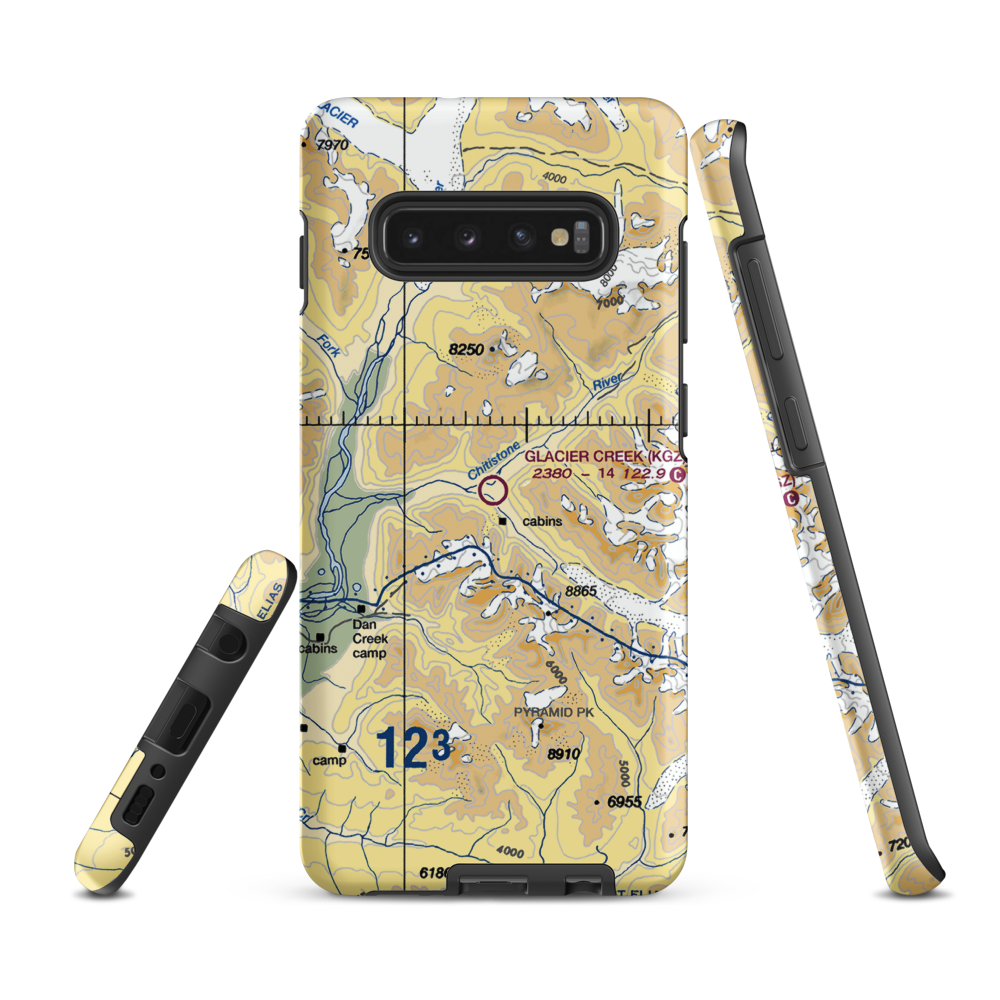 Glacier Creek Airport (KGZ) VFR Sectional Samsung Phone Case Samsung Galaxy S10 Plus model shown