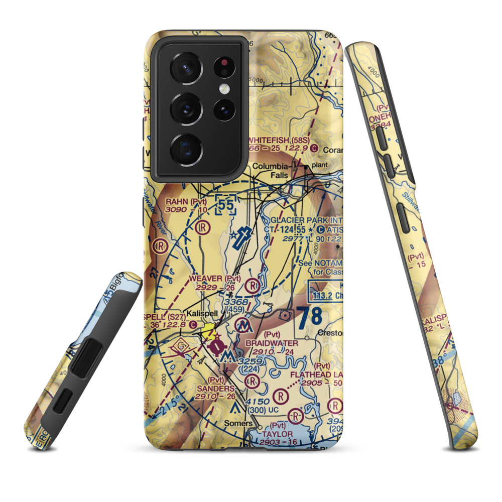 Glacier Park International Airport (GPI) VFR Sectional Samsung Phone Case Samsung Galaxy S21 Ultra model shown