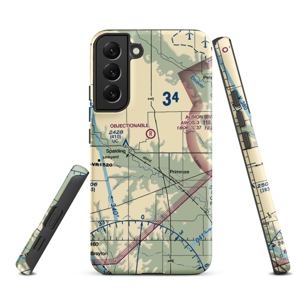 Glaser Airport (NE85) VFR Sectional Samsung Phone Case Samsung Galaxy S22 Plus model shown