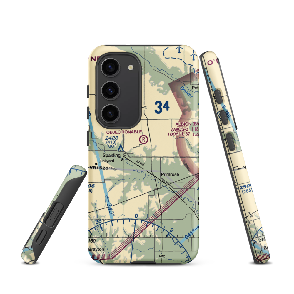 Glaser Airport (NE85) VFR Sectional Samsung Phone Case Samsung Galaxy S23 model shown
