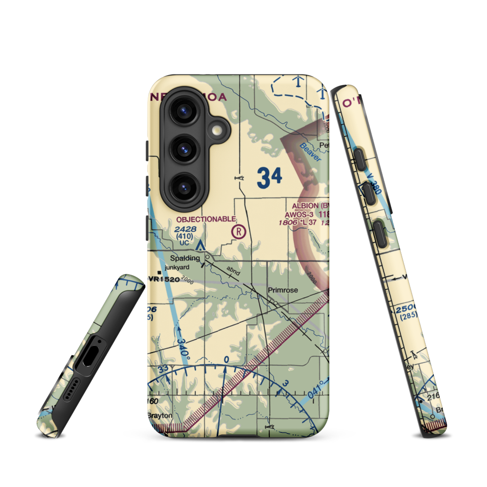 Glaser Airport (NE85) VFR Sectional Samsung Phone Case Samsung Galaxy S24 model shown