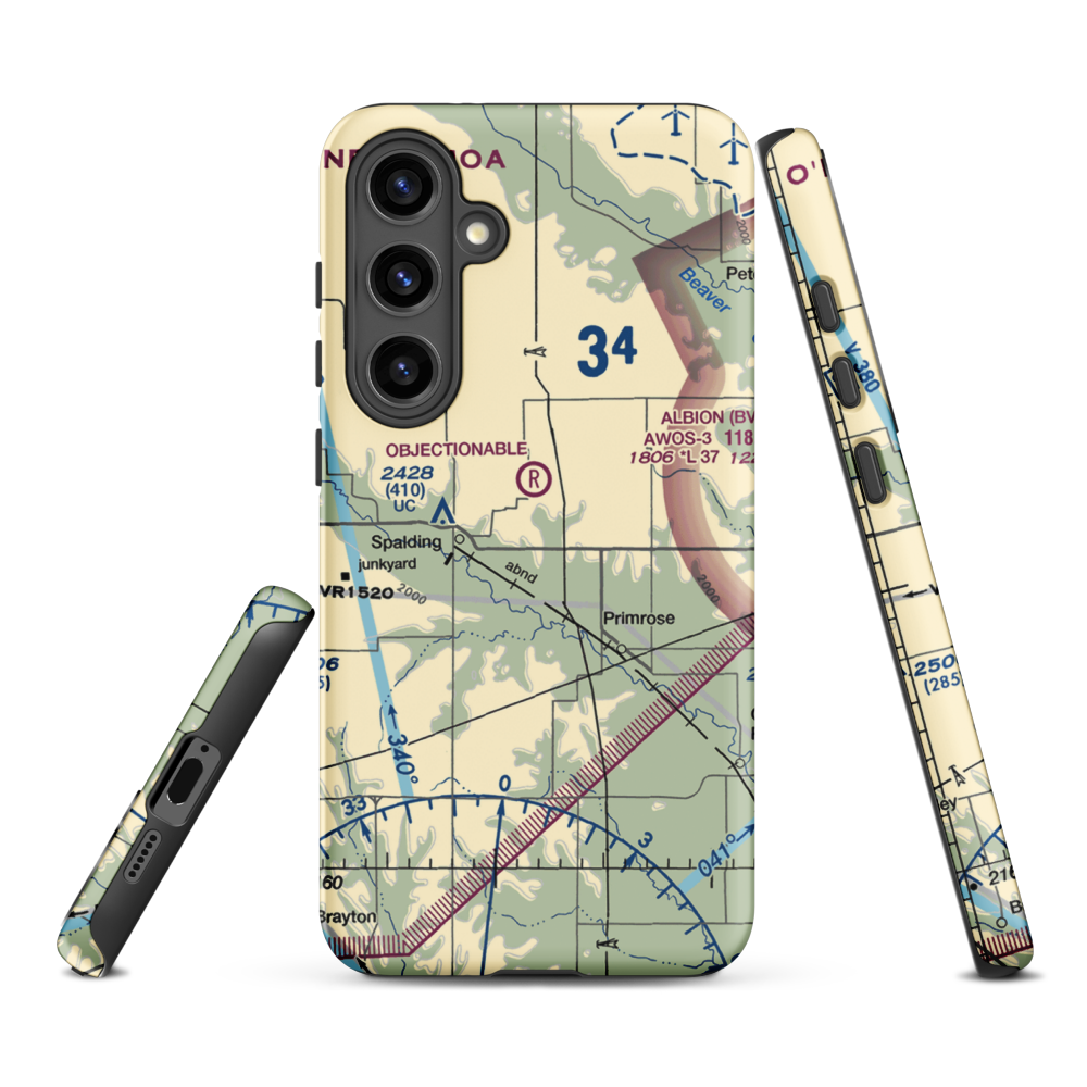 Glaser Airport (NE85) VFR Sectional Samsung Phone Case Samsung Galaxy S24 Plus model shown