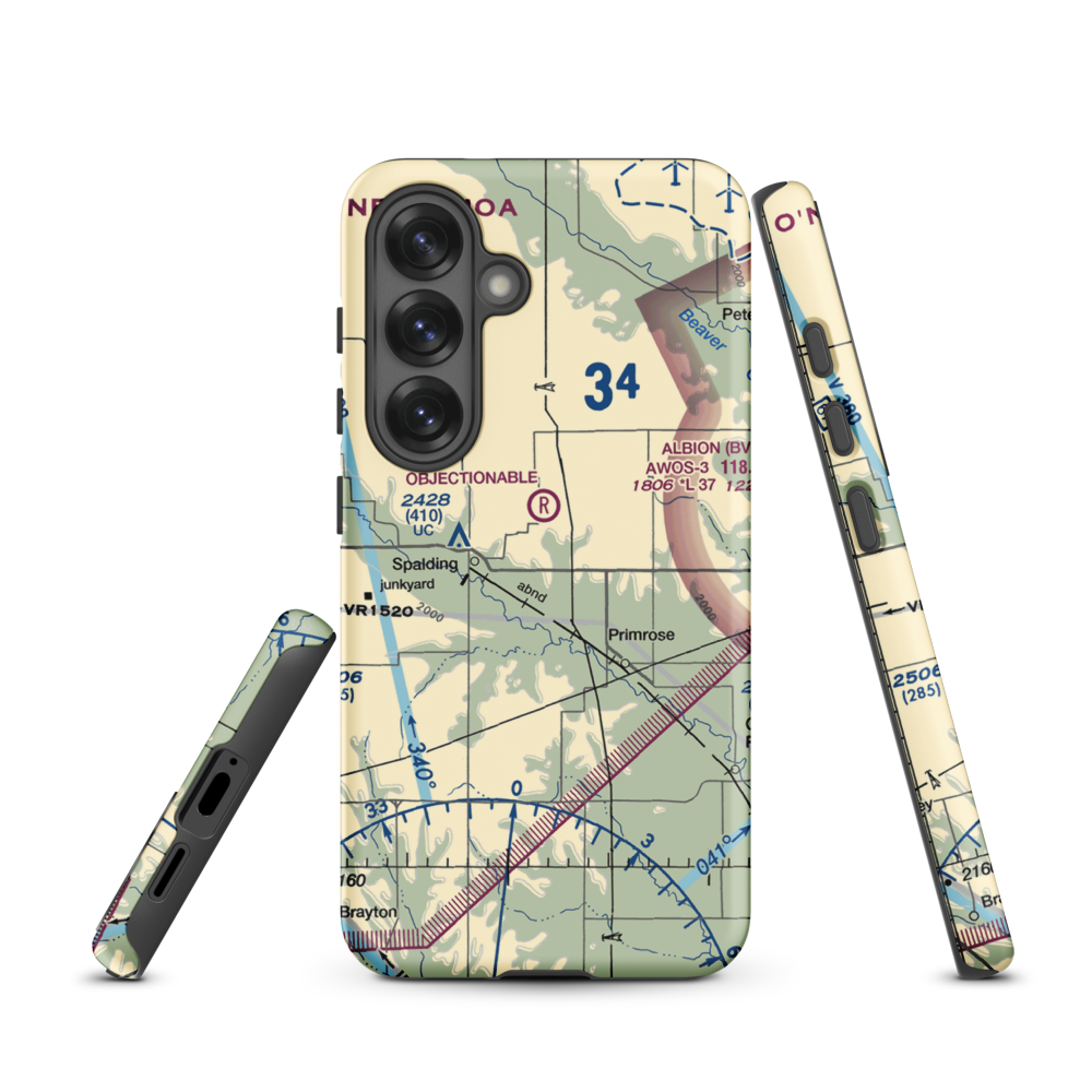 Glaser Airport (NE85) VFR Sectional Samsung Phone Case Samsung Galaxy S25 model shown