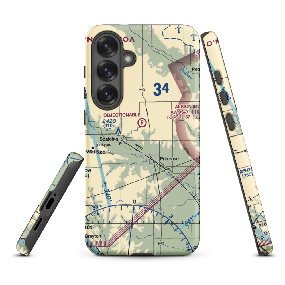 Glaser Airport (NE85) VFR Sectional Samsung Phone Case Samsung Galaxy S25 Plus model shown