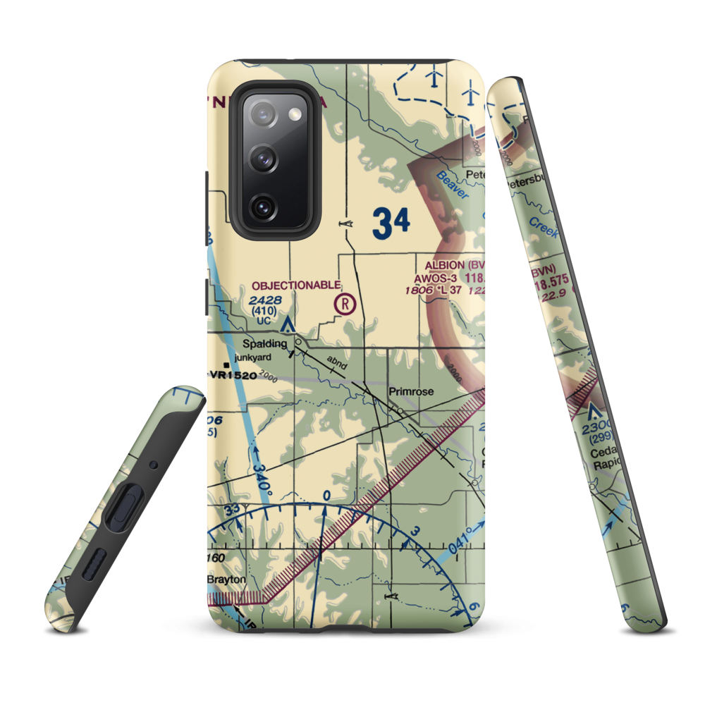 Glaser Airport (NE85) VFR Sectional Samsung Phone Case Samsung Galaxy S20 FE model shown