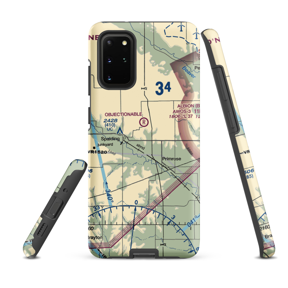 Glaser Airport (NE85) VFR Sectional Samsung Phone Case Samsung Galaxy S20 Plus model shown