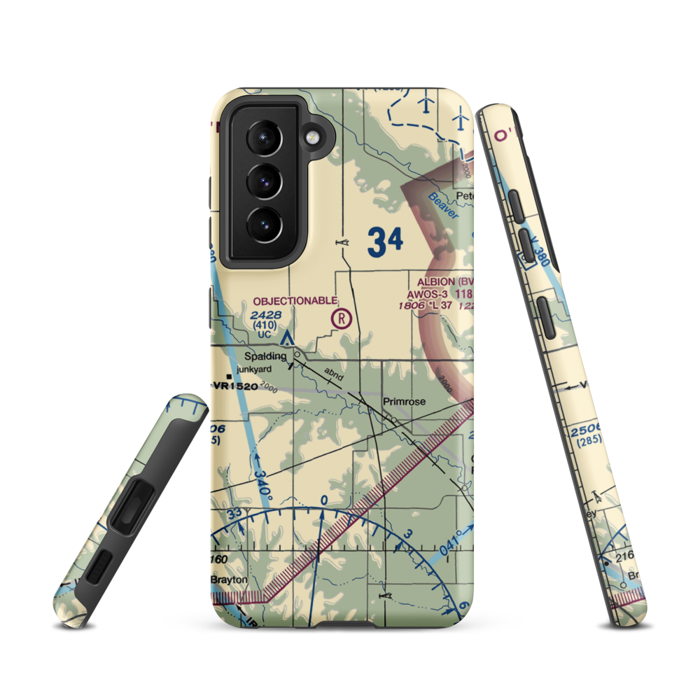 Glaser Airport (NE85) VFR Sectional Samsung Phone Case Samsung Galaxy S21 model shown