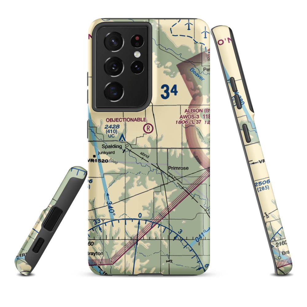 Glaser Airport (NE85) VFR Sectional Samsung Phone Case Samsung Galaxy S21 Ultra model shown