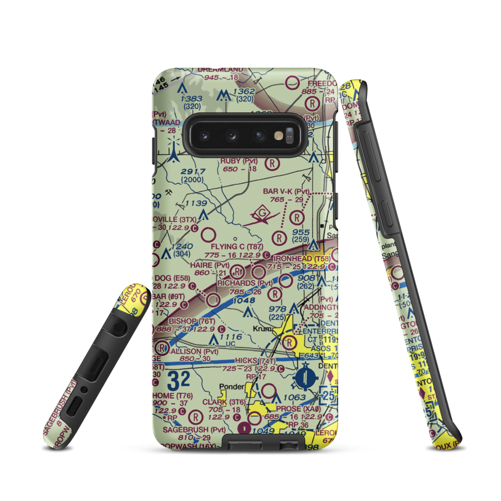 Glass Airport (TS74) VFR Sectional Samsung Phone Case Samsung Galaxy S10 model shown