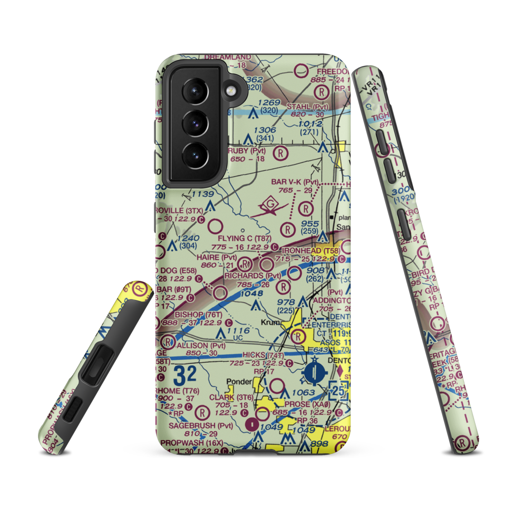 Glass Airport (TS74) VFR Sectional Samsung Phone Case Samsung Galaxy S21 Ultra model shown