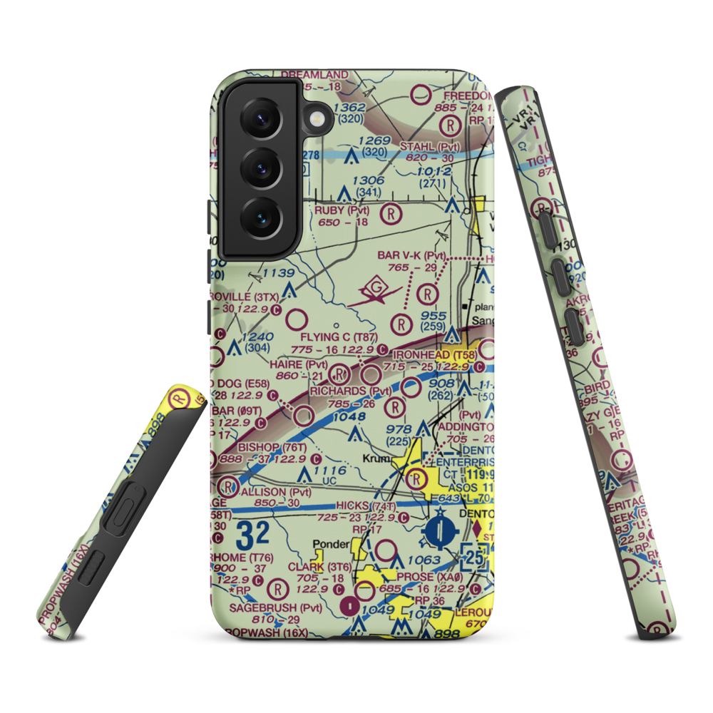Glass Airport (TS74) VFR Sectional Samsung Phone Case Samsung Galaxy S22 Plus model shown