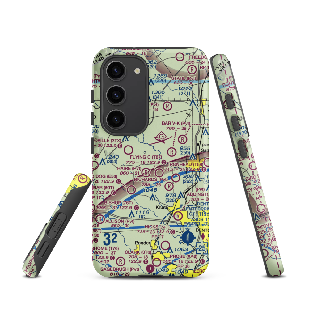 Glass Airport (TS74) VFR Sectional Samsung Phone Case Samsung Galaxy S23 model shown