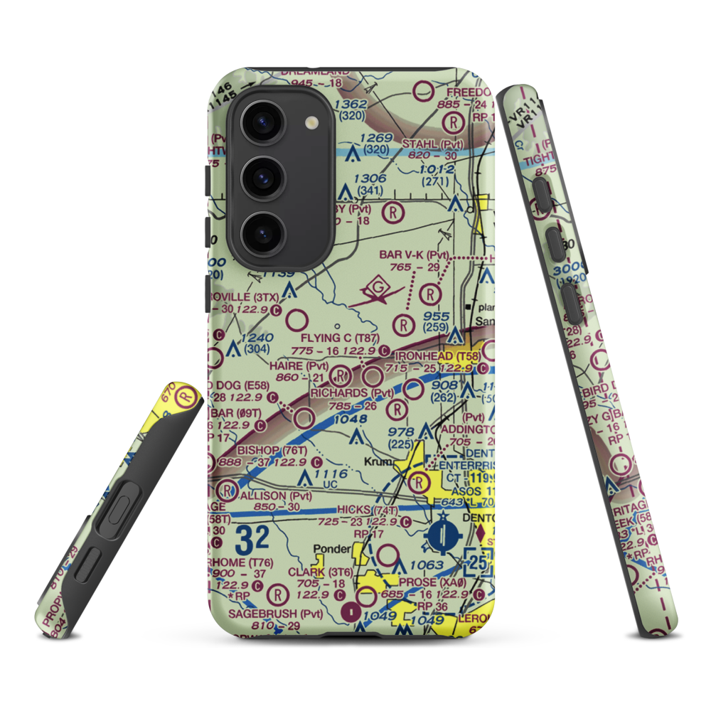 Glass Airport (TS74) VFR Sectional Samsung Phone Case Samsung Galaxy S23 Plus model shown