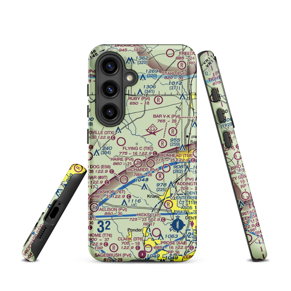 Glass Airport (TS74) VFR Sectional Samsung Phone Case Samsung Galaxy S24 model shown
