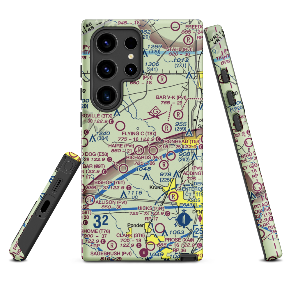 Glass Airport (TS74) VFR Sectional Samsung Phone Case Samsung Galaxy S24 Ultra model shown