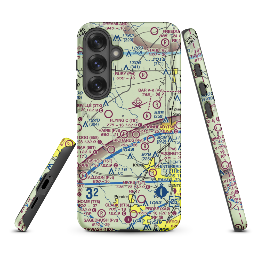 Glass Airport (TS74) VFR Sectional Samsung Phone Case Samsung Galaxy S25 Plus model shown