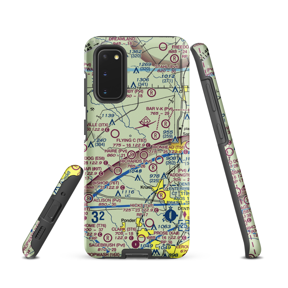 Glass Airport (TS74) VFR Sectional Samsung Phone Case Samsung Galaxy S20 model shown