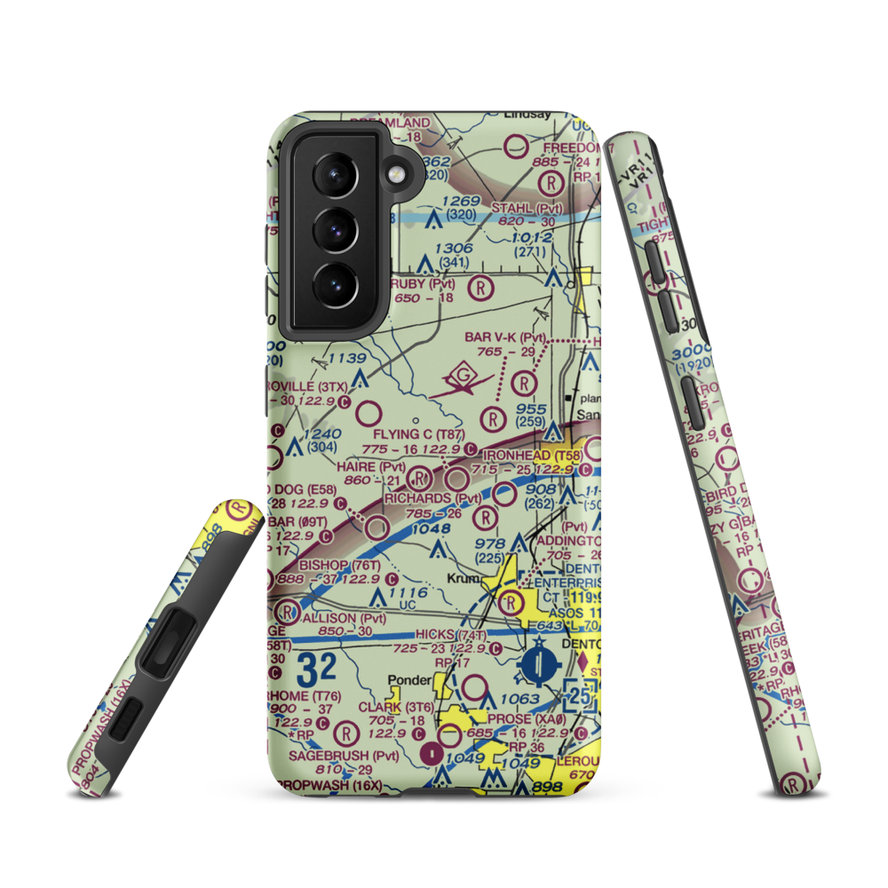Glass Airport (TS74) VFR Sectional Samsung Phone Case Samsung Galaxy S21 model shown