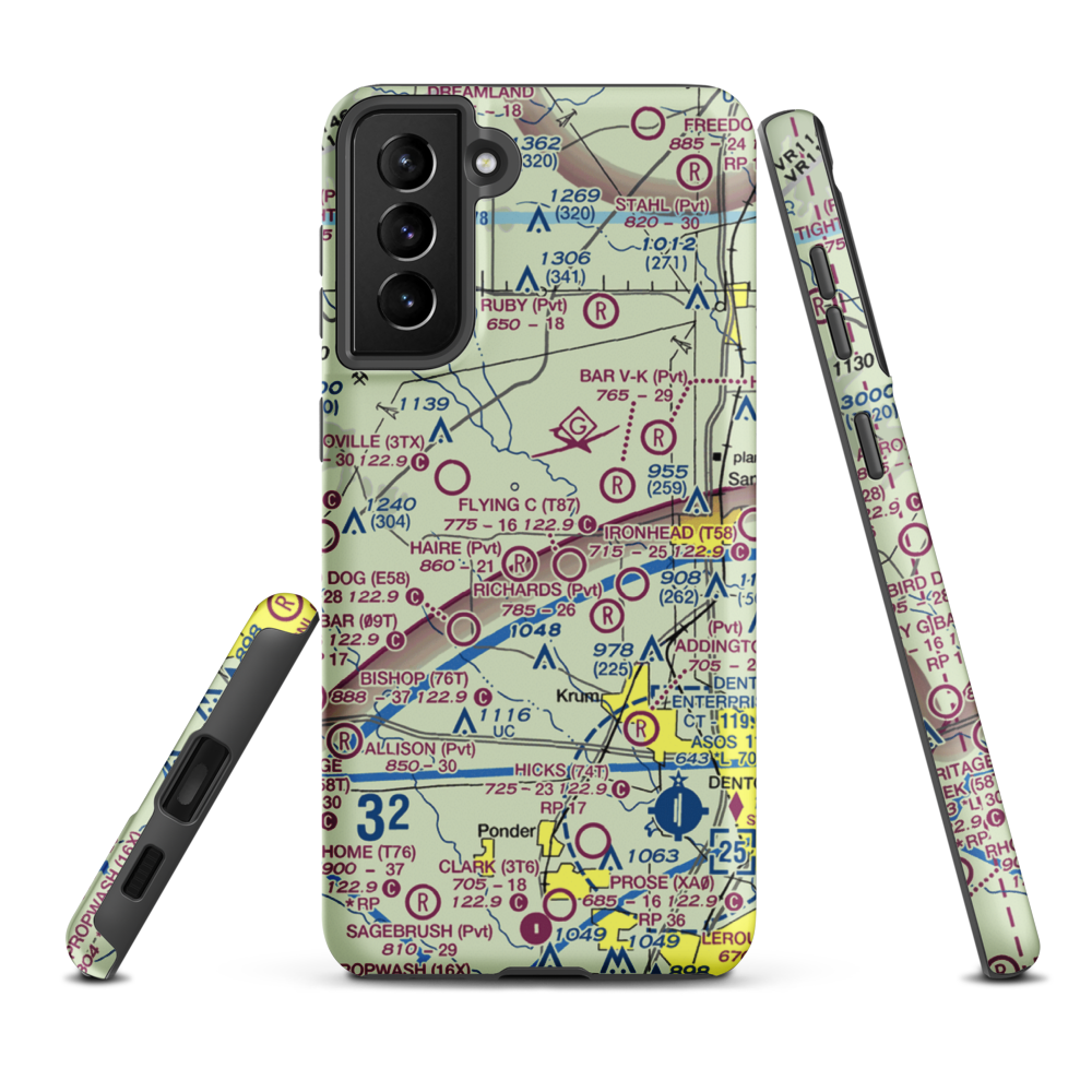 Glass Airport (TS74) VFR Sectional Samsung Phone Case Samsung Galaxy S21 FE model shown