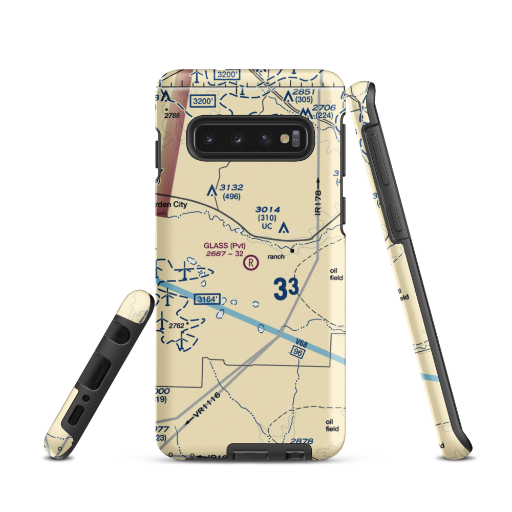 Glass Ranch Airport (TS13) VFR Sectional Samsung Phone Case Samsung Galaxy S10 model shown