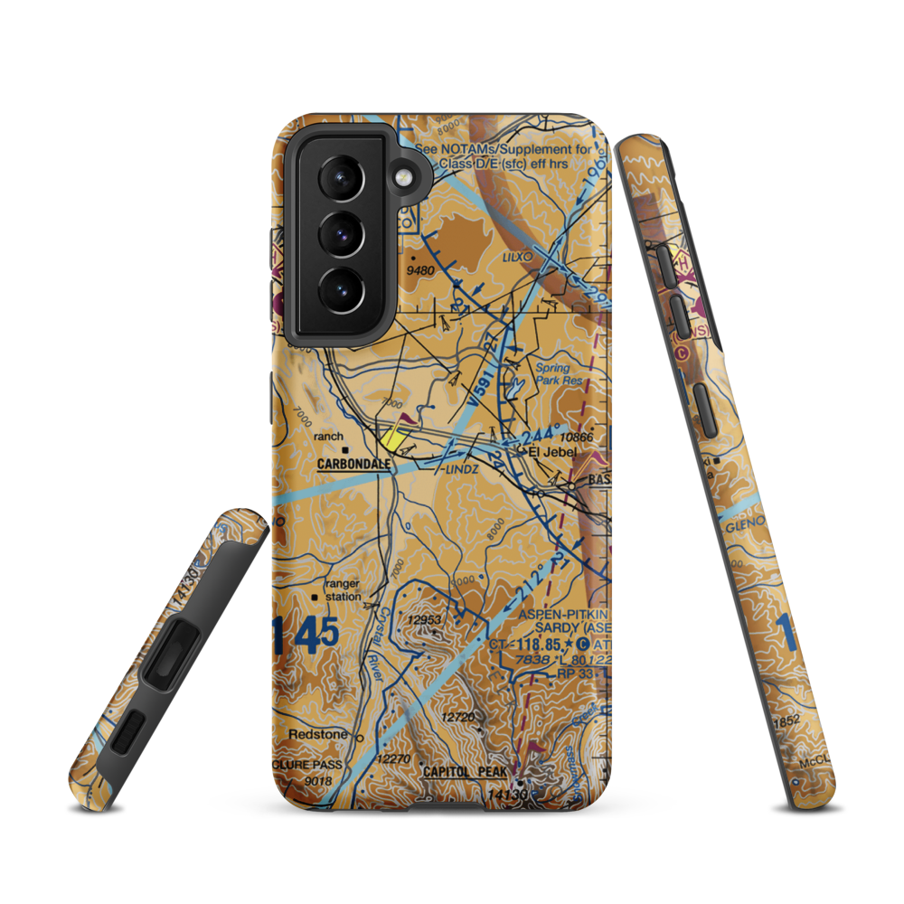 Glen-Aspen Airport (4CO0) VFR Sectional Samsung Phone Case Samsung Galaxy S21 model shown