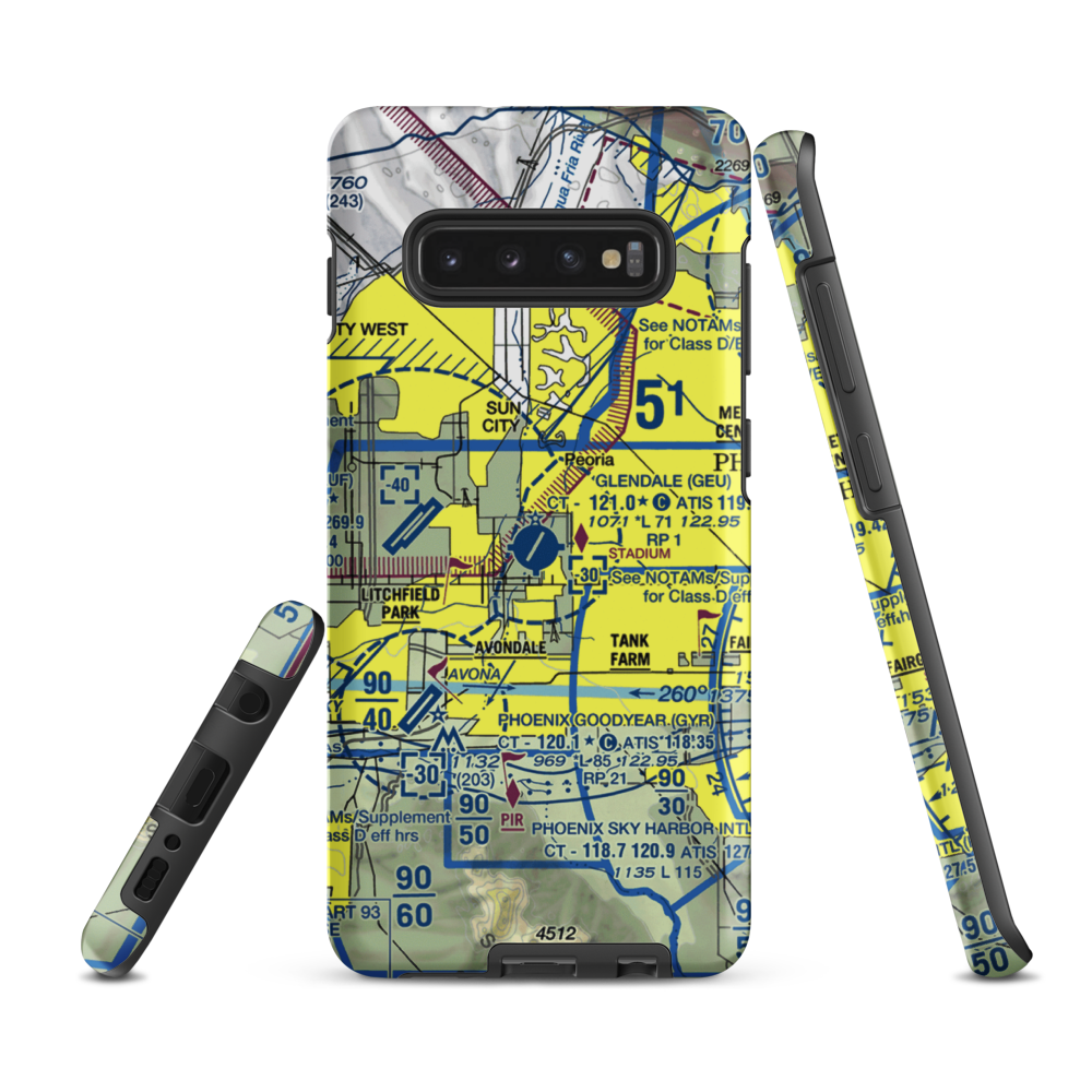 Glendale Municipal Airport (GEU) VFR Sectional Samsung Phone Case Samsung Galaxy S10 Plus model shown