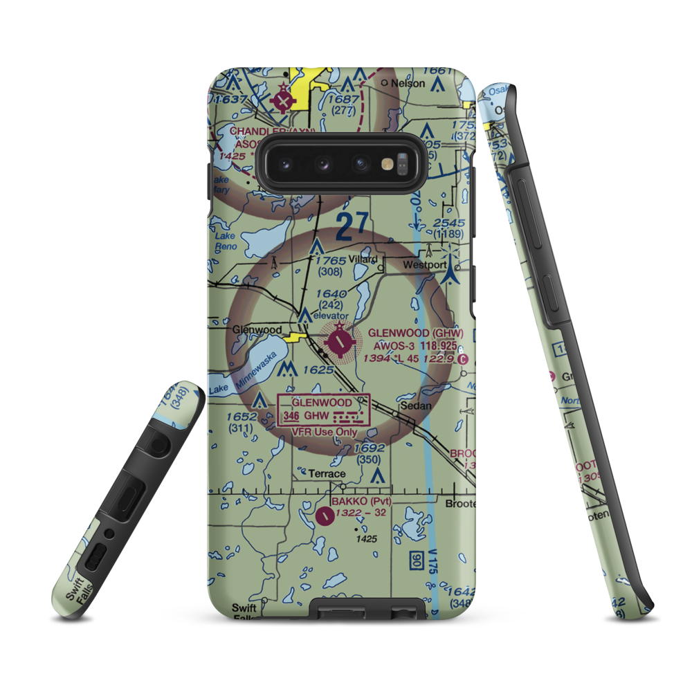Glenwood Municipal Airport (GHW) VFR Sectional Samsung Phone Case Samsung Galaxy S10 Plus model shown
