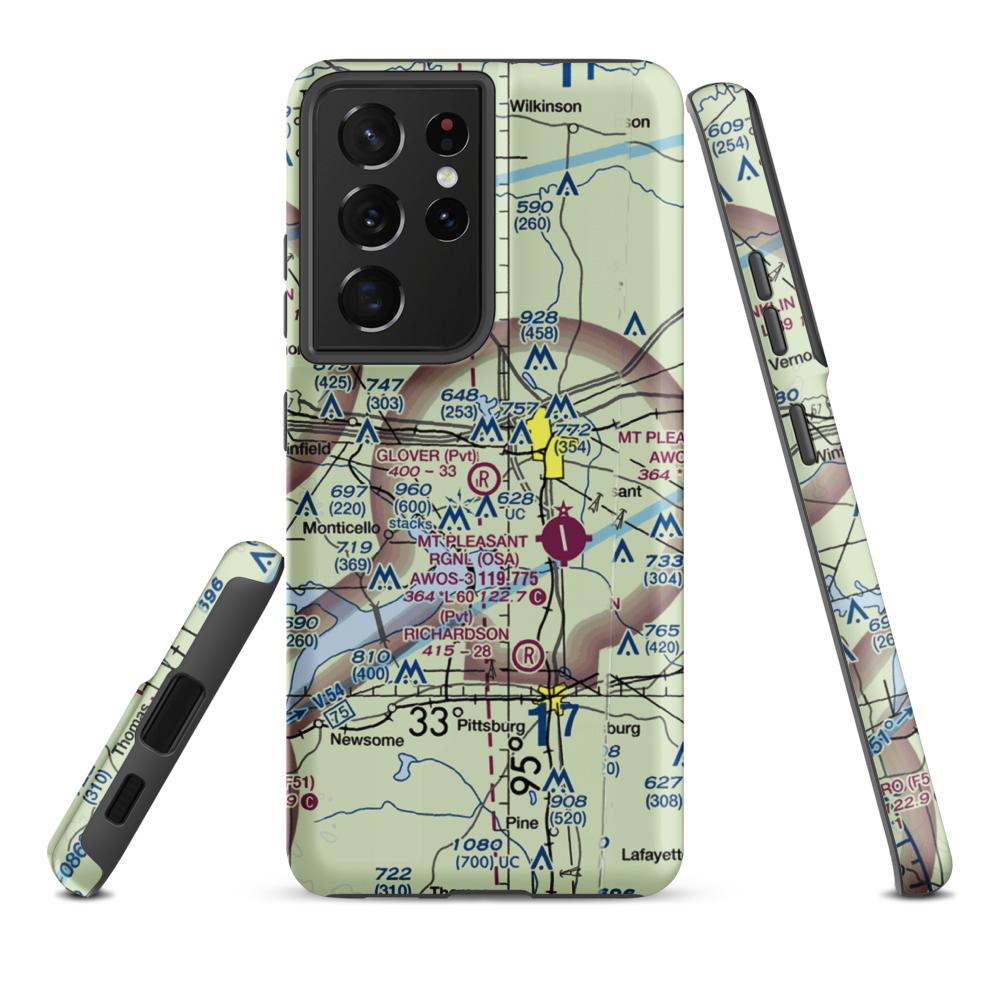 Glover Airport (XS70) VFR Sectional Samsung Phone Case Samsung Galaxy S21 Ultra model shown