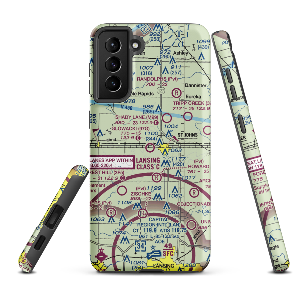 Glowacki Airport (97G) VFR Sectional Samsung Phone Case Samsung Galaxy S21 Plus model shown