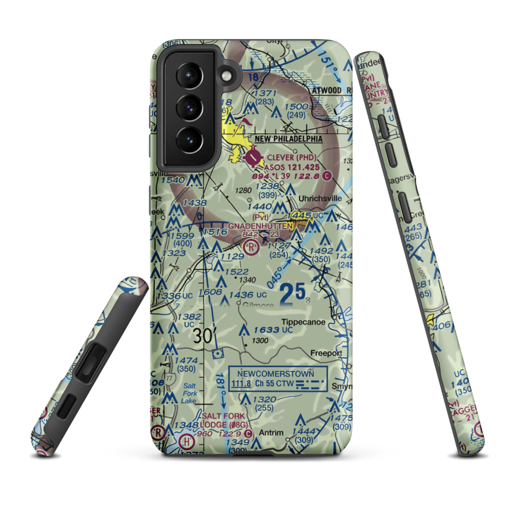 Gnadenhutten Airport (3OH8) VFR Sectional Samsung Phone Case Samsung Galaxy S21 Plus model shown