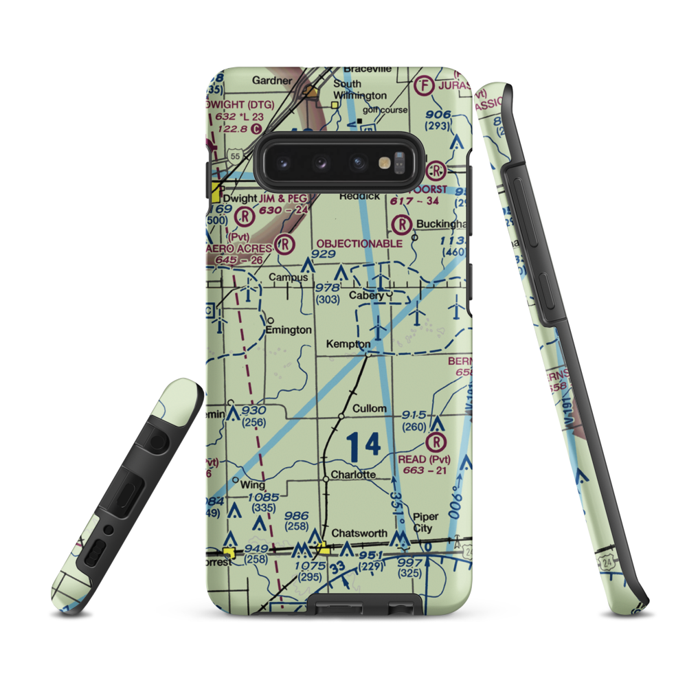Godbee RLA Restricted Landing Area (47IL) VFR Sectional Samsung Phone Case Samsung Galaxy S10 Plus model shown