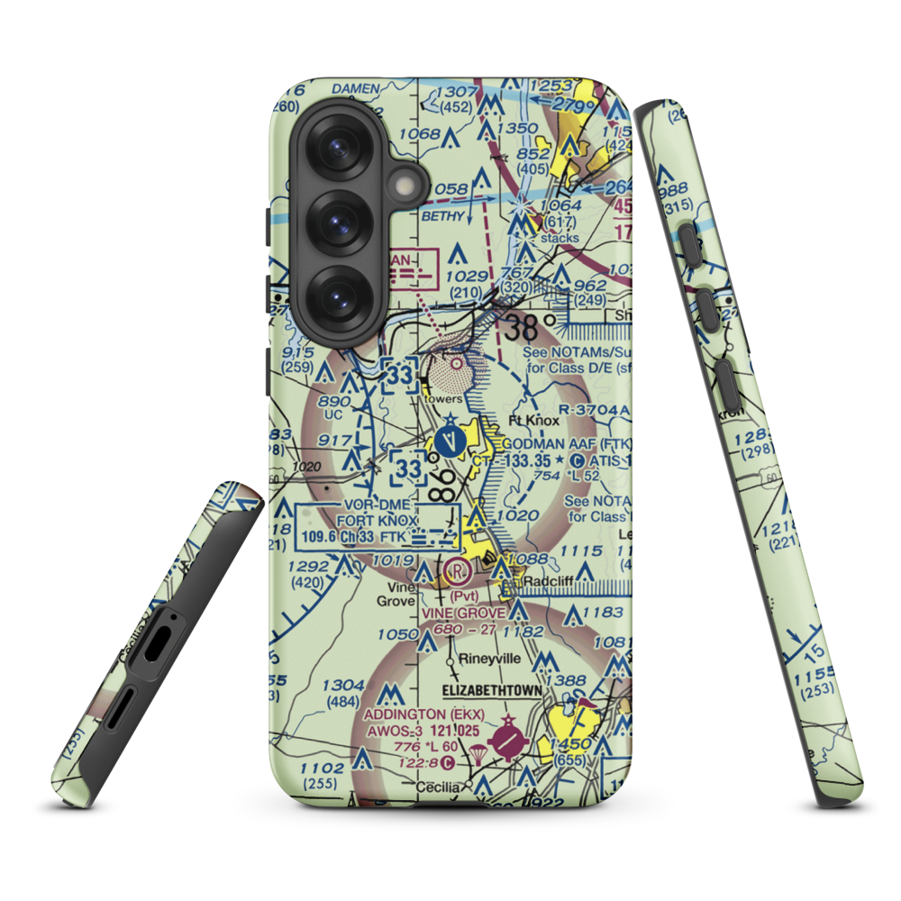 Godman Army Air Field (FTK) VFR Sectional Samsung Phone Case Samsung Galaxy S25 Plus model shown